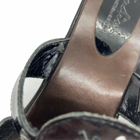 Sudini Slide Shoes Sandals Black Slip-on Block Heel sz 9 W Comfort Studded - Picture 7 of 16